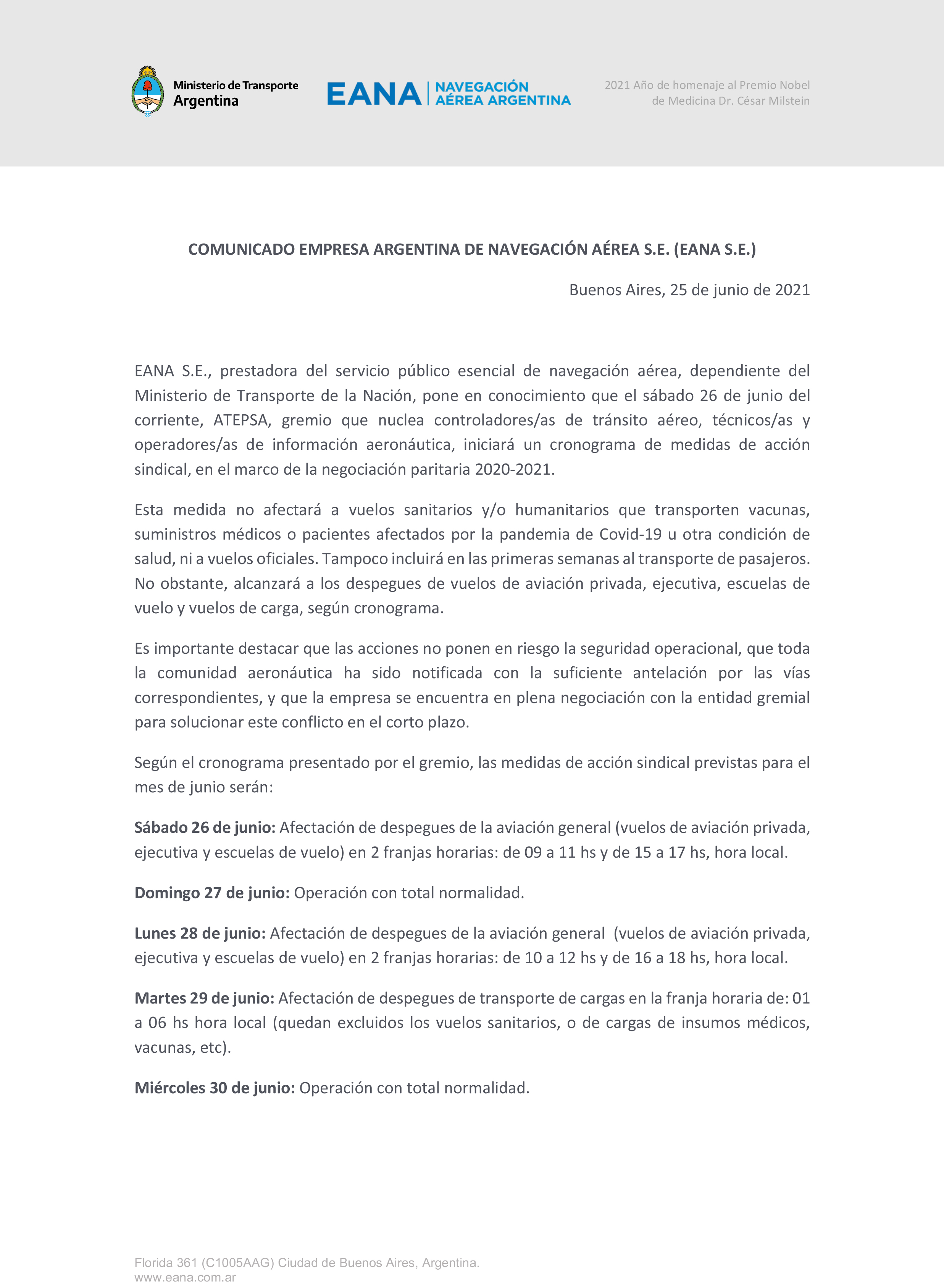 EANA S.E. informa.